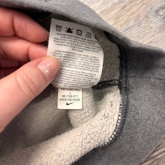 Nike Gray Mens Large Swoosh Spellout Logo Athleisure‎ Pullover Sweatshirt Hoodie - Picture 9 of 9